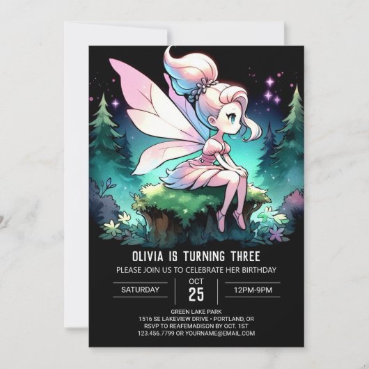 Invitation Whimsy Simple Fairy Anniversaire (Devant)