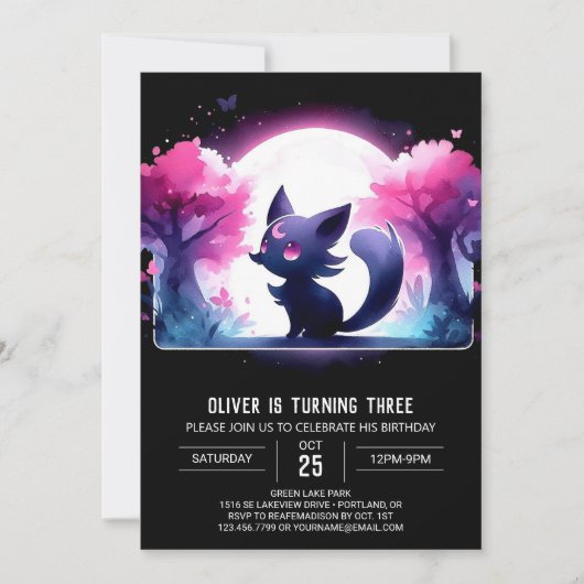 Invitation Whimsy Sweet Cat Anniversaire (Devant)