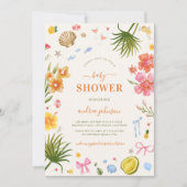 Invitation Whimsy Tropical Shell Coquette Bow Baby shower (Devant)