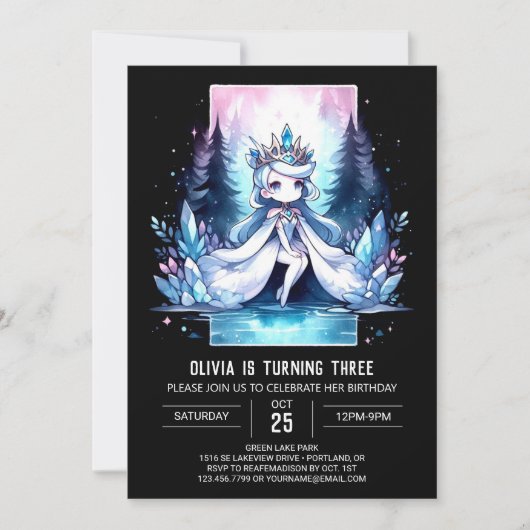 Invitation Whimsy Watercolor Princesse Anniversaire (Devant)