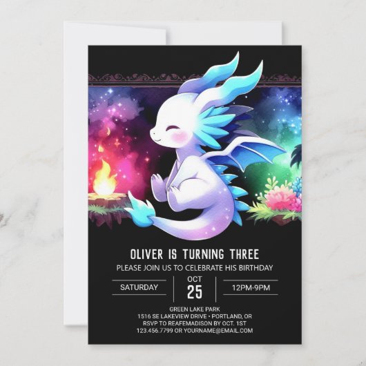 Invitation Whimsy Wild Dragon Anniversaire (Devant)