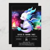 Invitation Whimsy Wild Dragon Anniversaire (Devant / Derrière)