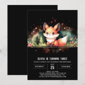 Invitation Whimsy Woodland Fox Anniversaire numérique (Devant / Derrière)