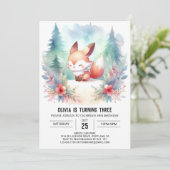 Invitation Whimsy Woodland Fox Anniversaire numérique (Debout devant)