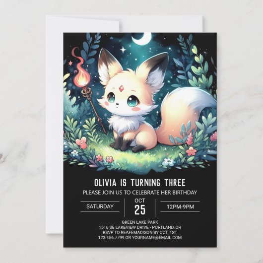 Invitation Whimsy Woods Fox Anniversaire (Devant)