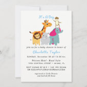 Invitation Whimsy Zoo Animaux mignons garçons Baby shower Inv (Devant)