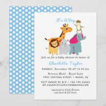 Whimsy Zoo Animaux mignons garçons Baby shower Inv