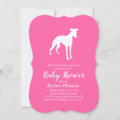 Invitation Whippet Chien Baby shower fille rose (Devant)