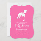 Invitation Whippet Chien Baby shower fille rose (Devant)