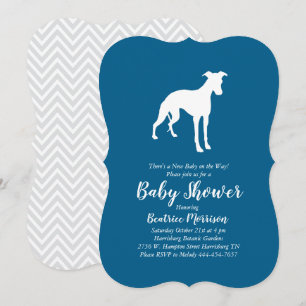 Invitation Whippet Chien Baby shower Garçon bleu