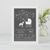 Invitation Whippet Chien Baby shower neutre (Debout devant)