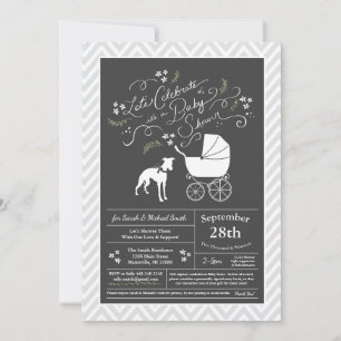 Invitation Whippet Chien Baby shower neutre
