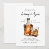 Invitation Whiskey & Cigars Anniversaire Homme (Devant / Derrière)