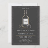 Invitation Whiskey Dining Black Blanc moderne 50e anniversair (Devant)
