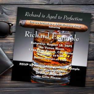 Invitation Whiskey et Cigar Birthday Party