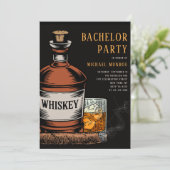 Invitation Whiskey et Cigars Black Bachelor Party (Debout devant)