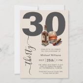 Invitation Whiskey et Cigars Masculine 30e fête d'anniversair (Devant)