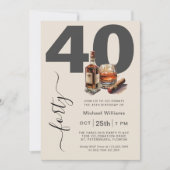 Invitation Whiskey et Cigars Masculine 40e fête d'anniversair (Devant)