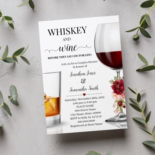 Invitation Whiskey et vin avant de faire Couples Douche