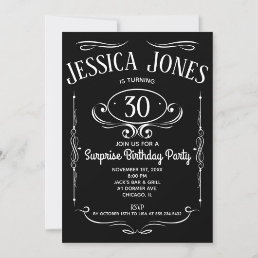 Invitation Whiskey Étiquette 30e anniversaire (Devant)