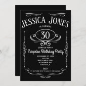 Invitation Whiskey Étiquette 30e anniversaire (Devant / Derrière)