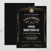 Invitation Whiskey Étiquette âgé à la perfection Anniversaire (Devant / Derrière)