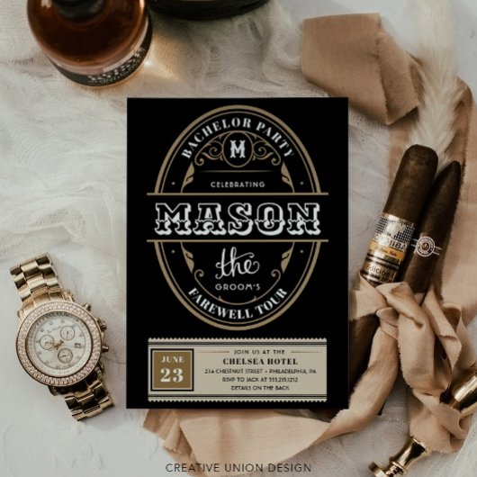 Invitation Whiskey Étiquette Bachelor Party
