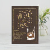 Invitation Whiskey Faux Gold Cuir Élégant 50e anniversaire (Debout devant)