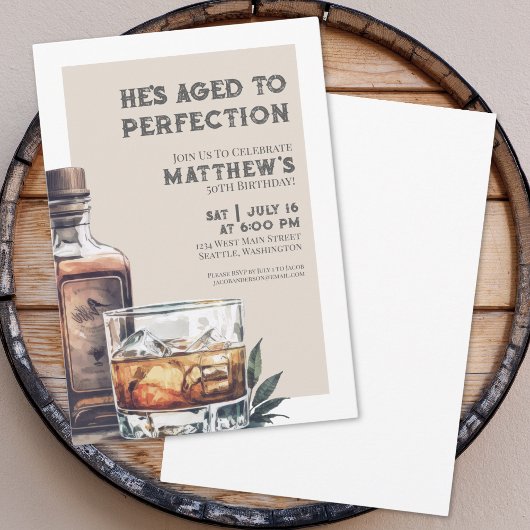 Invitation Whiskey, fête d'anniversaire masculine
