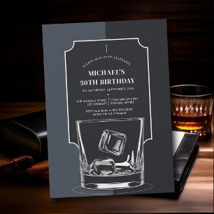 Invitation Whiskey Lover Black Grey Moderne 50e anniversaire