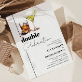 Invitation Whiskey & Martini fête d'anniversaire conjointe po