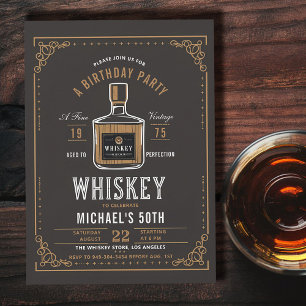 Invitation Whiskey Rustic Vieilli à la perfection 50e anniver