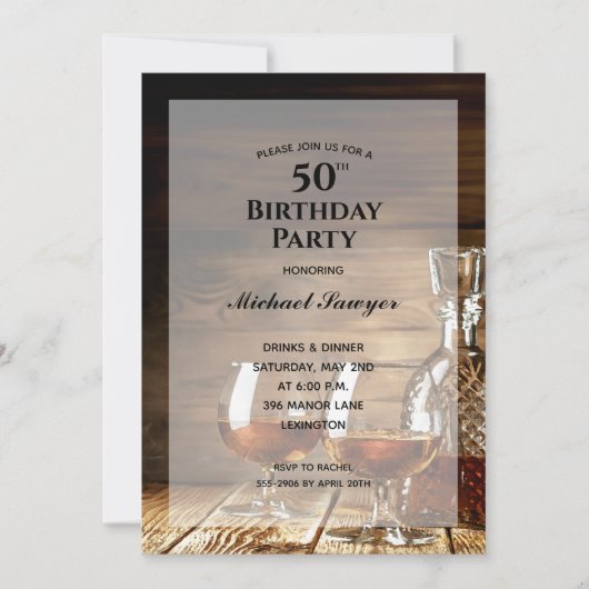 Invitation Whiskey rustique 50e anniversaire (Devant)