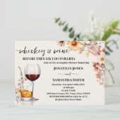 Invitation Whiskey & Wine Couples Douche Automne Fleurs sauva (Debout devant)