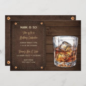 Invitation Whisky Bourbon Bois Cuir Masculin (Devant / Derrière)