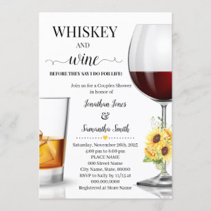 Invitation Whisky de tournesol et vin avant de prendre une do