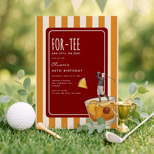 Invitation Whisky Golf Themed 40th Birthday