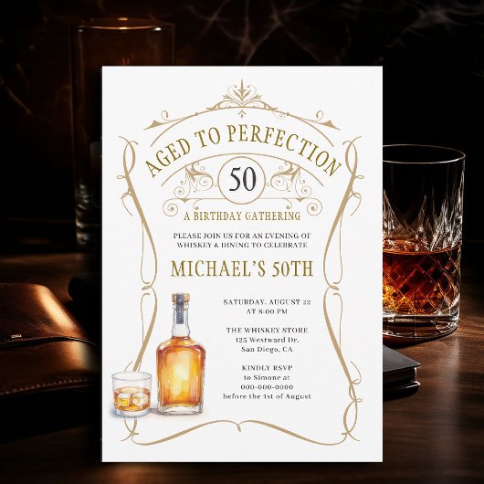 Invitation Whisky Vieilli à la Perfection Rustique 50e Annive