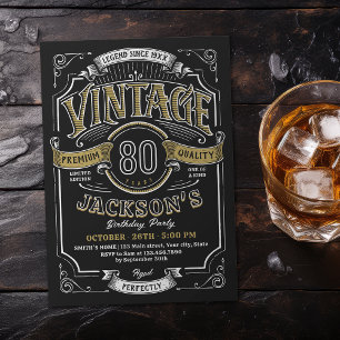 Invitation Whisky vintage de tout âge pour 80e anniversaire