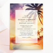 Invitation Whispering Palms Sunset Watercolor Mariage
