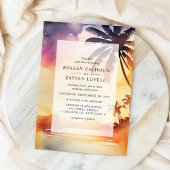 Invitation Whispering Palms Sunset Watercolor Mariage
