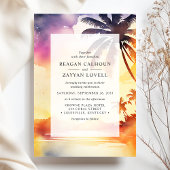 Invitation Whispering Palms Sunset Watercolor Mariage
