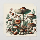 Invitation Whispering Woods : Motif de champignons sans soudu (Devant / Derrière)