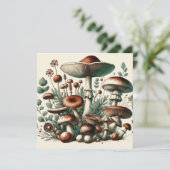 Invitation Whispering Woods : Motif de champignons sans soudu (Debout devant)