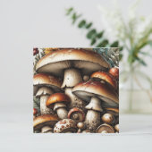 Invitation Whispering Woods : Motif de champignons sans soudu (Debout devant)