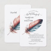 Invitation Whispers of Grace Feathered Élégance Minimalisme (Devant / Derrière)