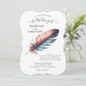 Invitation Whispers of Grace Feathered Élégance Minimalisme (Debout devant)