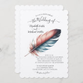 Invitation Whispers of Grace Feathered Élégance Minimalisme (Devant / Derrière)
