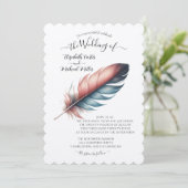 Invitation Whispers of Grace Feathered Élégance Minimalisme (Debout devant)