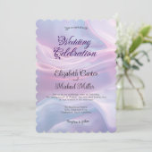 Invitation Whispers of Silk : Dreamy Pastel Waves Pink Blue (Debout devant)